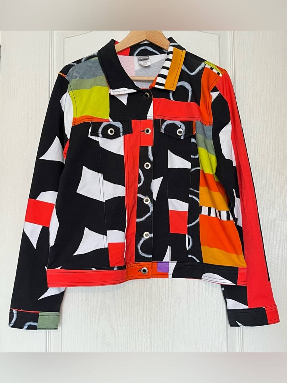 Simply Art By Dolcezza Wearable Art Abstract Print Jacket XL Avant Garde Electic